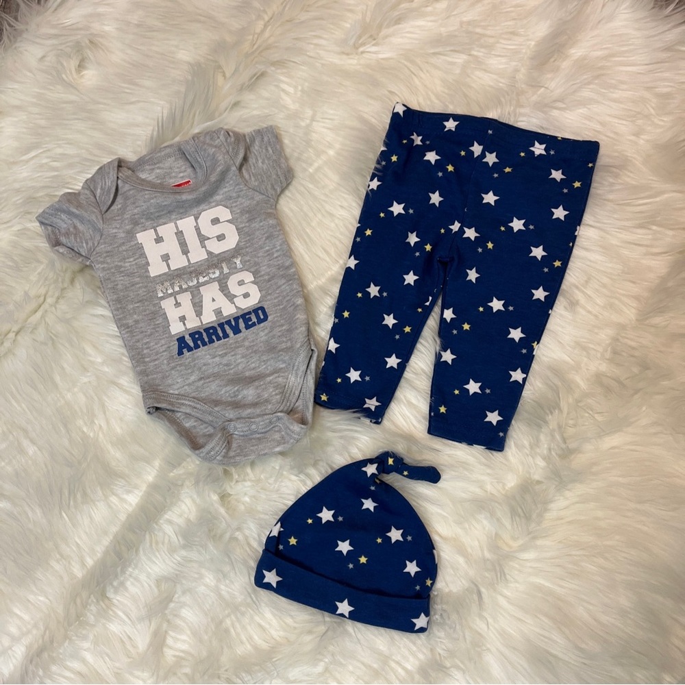 Swiggles 3-Piece Outfit Size 0-3 Months NWOT Blue & Gray Adorable